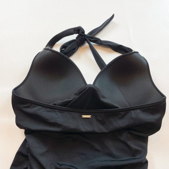 NWOT Victoria's Secret Swimsuit M One Piece Black Halter Ruched B1341 - Picture 7 of 8